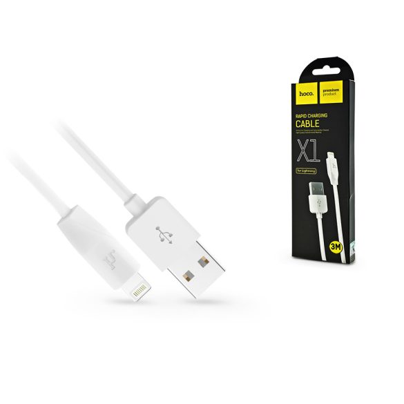 Apple iPhone Lightning USB töltő- és adatkábel 3 m-es vezetékkel - HOCO X1 Lightning Cable - 2.1A - fehér