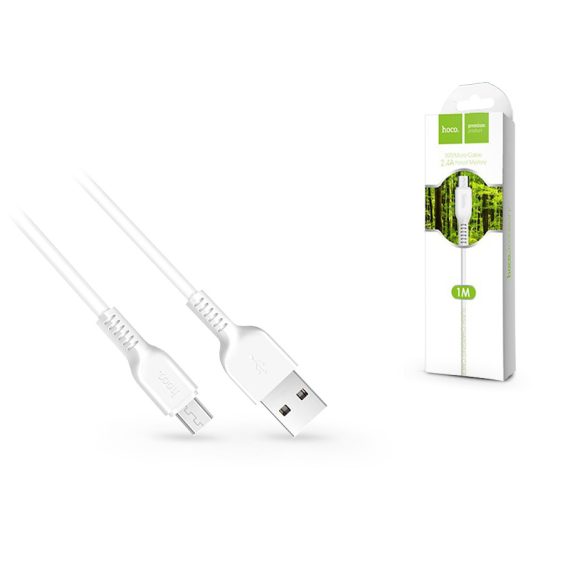 USB - micro USB adat- és töltőkábel 1 m-es vezetékkel - HOCO X20 Micro USB Cable - 2.4A - fehér