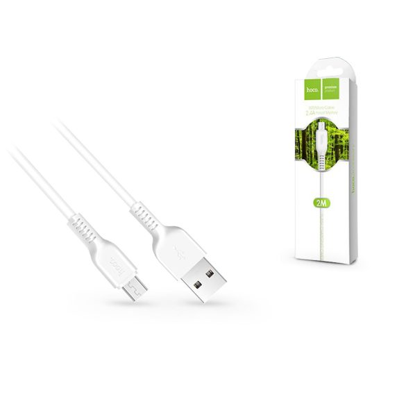 USB - micro USB adat- és töltőkábel 2 m-es vezetékkel - HOCO X20 Micro USB Cable - 2.4A - fehér