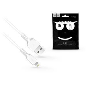 Apple iPhone Lightning USB töltő- és adatkábel 1 m-es vezetékkel - HOCO X13 Lightning Cable - 2.4A - fehér