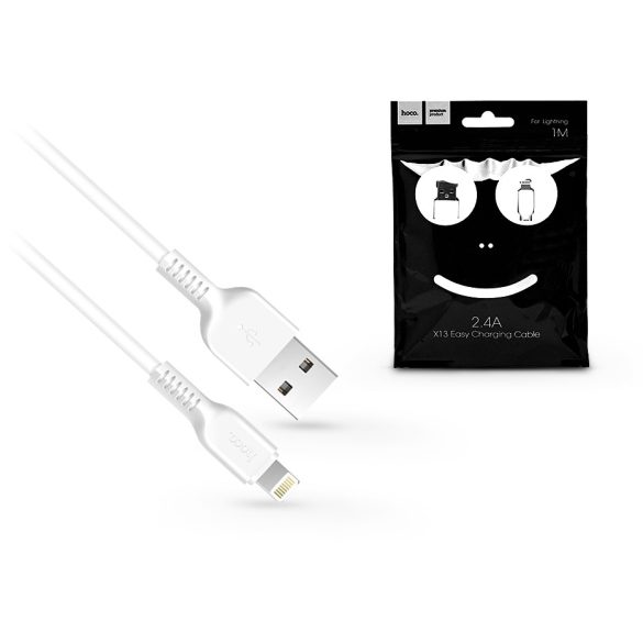 Apple iPhone Lightning USB töltő- és adatkábel 1 m-es vezetékkel - HOCO X13 Lightning Cable - 2.4A - fehér