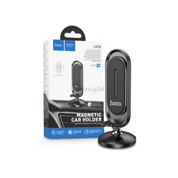 Univerzális műszerfalra helyezhető mágneses PDA/GSM autós tartó 4,7-6,5" méretű készülékhez - HOCO CA78 Magnetic Car Holder - fekete