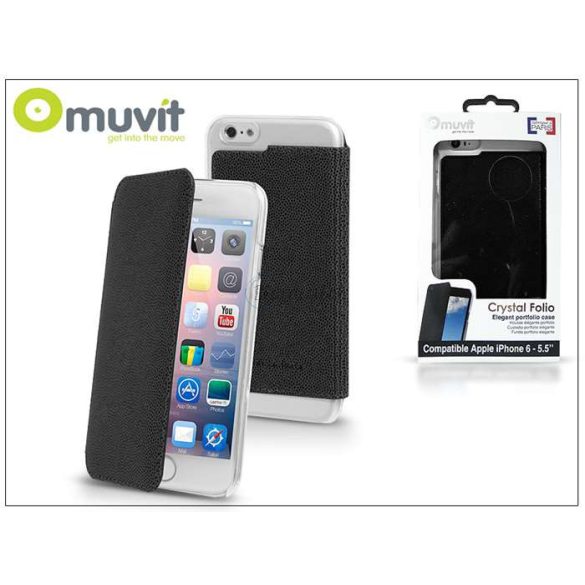Apple iPhone 6 Plus/6S Plus hátlap - Muvit Crystal Folio - fekete