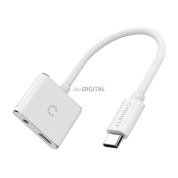 Adapter audio USB-C 3,5 mm-es mini csatlakozóra i USB-C Cygnett Essential (fehér)