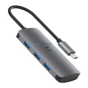 Hub 6in1 USB-C do 3x USB, USB-C, SD kártya, Micro SD kártya Cygnett SlimMate 100W (szürke)