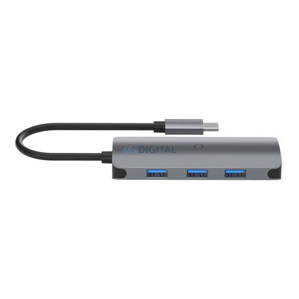 Hub 6in1 USB-C do 3x USB, USB-C, SD kártya, Micro SD kártya Cygnett SlimMate 100W (szürke)