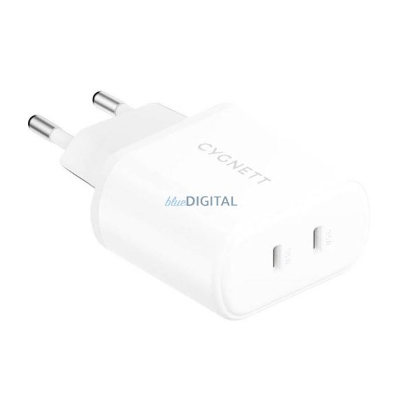 Fali töltő Cygnett 2x USB-C 35W (fehér)