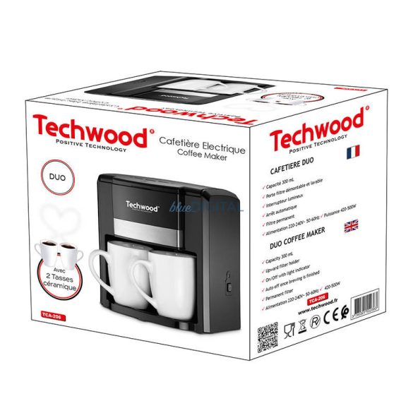 Techwood 2 csészés pour-over kávéfőző (fekete)