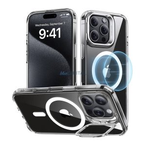 ESR Classic Hybrid (HaloLock) tok kitámasztóval iPhone 16 Pro - átlátszó