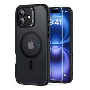 ESR Hybrid Case (HaloLock) tok + edzett üveg iPhone 16 - fekete