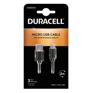 Kábel USB-ről Micro USB-re Duracell 2m (fekete)