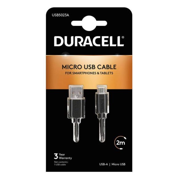 Kábel USB-ről Micro USB-re Duracell 2m (fekete)