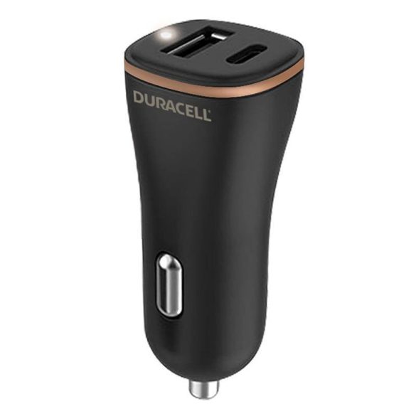 Duracell autós töltő 1xUSB-A és 1xUSB-C csatlakozóval 27W (fekete)