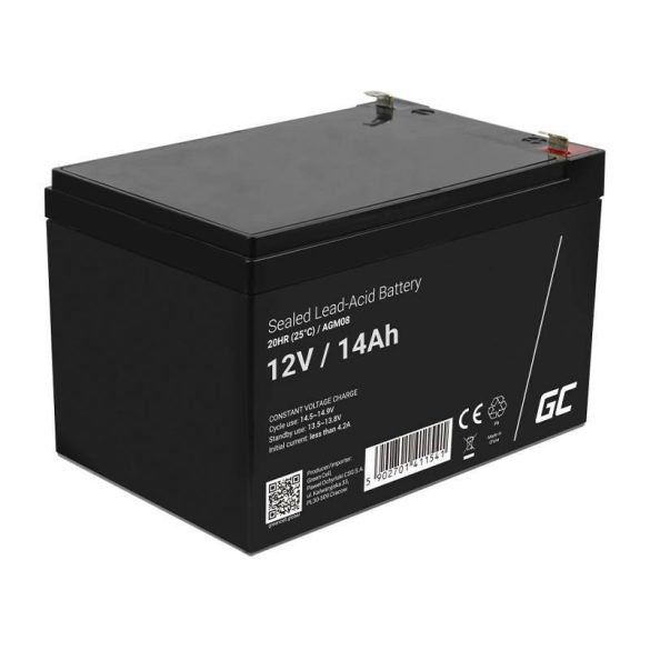 Újratölthető akkumulátor AGM 12V 14Ah karbantartásmentes UPS ALARM akkumulátorhoz