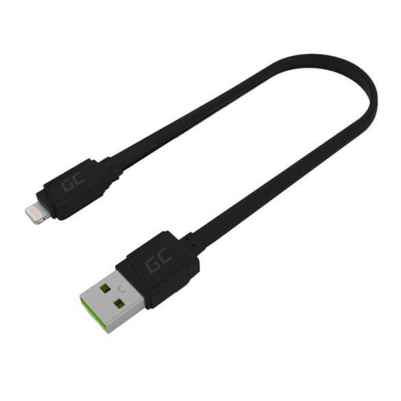 Kábel USB Lightning Zöld Cell GCmatte, 25cm, iPhone, iPad, iPod, gyorstöltés, gyors töltés