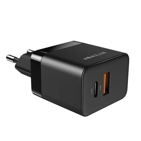 Blitzwolf BW-S21 hálózati töltő, 1xUSB-A és 1xUSB-C csatlakozóval 5W (fekete)