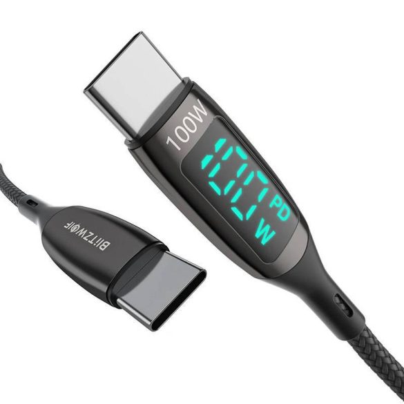 Blitzwolf BW-TC23 USB-C kábel USB-C-re, 100W 1.8m (fekete)