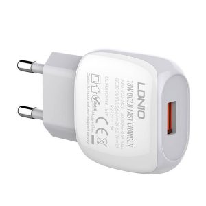 LDNIO A1307Q hálózati töltő 1xUSB-A csatlakozóval és USB-A - Lightning kábellel 18W fehér