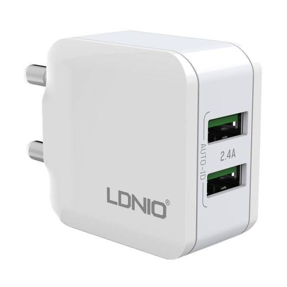 LDNIO A2201 hálózati töltő 2xUSB-A csatlakozóval és USB-A - microUSB kábellel 12W fehér