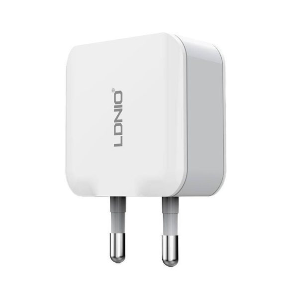 LDNIO A2201 hálózati töltő 2xUSB-A csatlakozóval és USB-A - Type-C kábellel 12W fehér