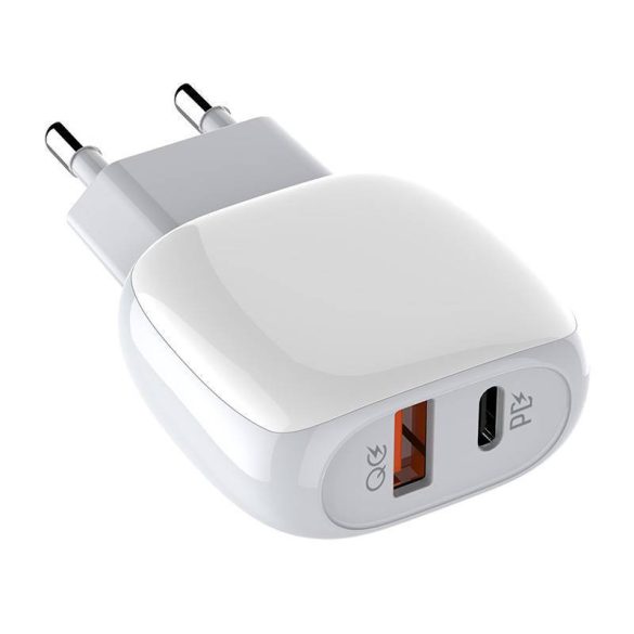 LDNIO A2313C hálózati töltő 1xUSB-A és 1xUSB-C csatlakozóval és USB-A - Lightning kábellel max. 20W fehér