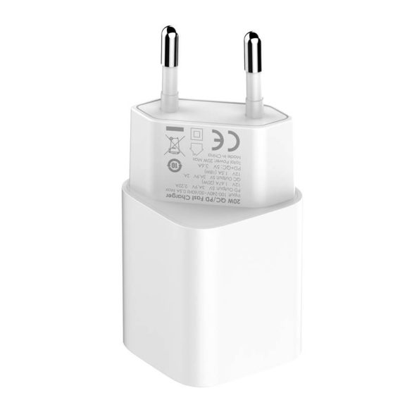 LDNIO A2318C hálózati töltő 1xUSB-A és 1xUSB-C csatlakozóval és USB-A - Lightning kábellel max. 20W fehér