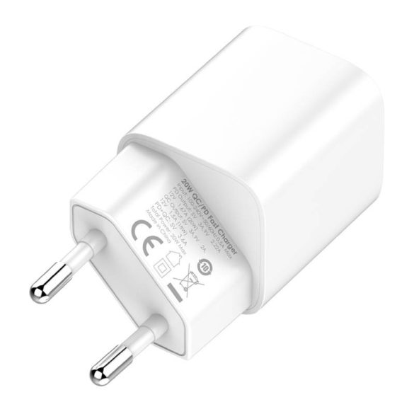 LDNIO A2318C hálózati töltő 1xUSB-A és 1xUSB-C csatlakozóval és USB-A - Lightning kábellel max. 20W fehér