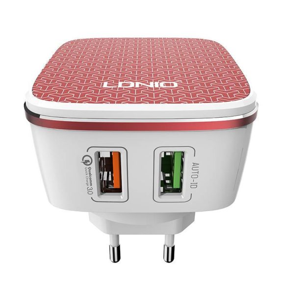 LDNIO A2405Q hálózati töltő 2xUSB-A csatlakozóval és USB-A - Lightning kábellel 30W fehér