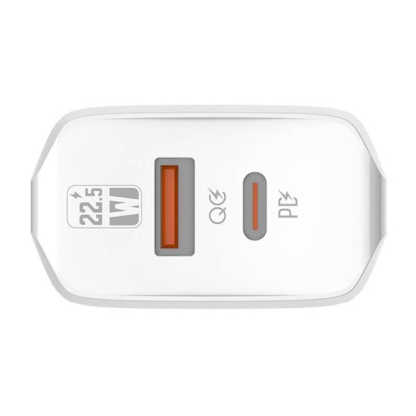 LDNIO A2421C hálózati töltő 1xUSB-A és 1xUSB-C csatlakozóval és USB-A - microUSB kábellel max. 22.5W fehér