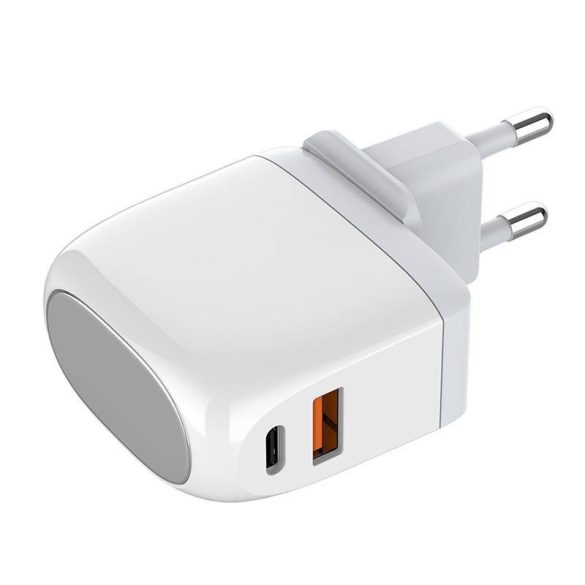 LDNIO A2522C hálózati töltő 1xUSB-A és 1xUSB-C csatlakozóval és USB-A - Lightning kábellel max. 30W fehér