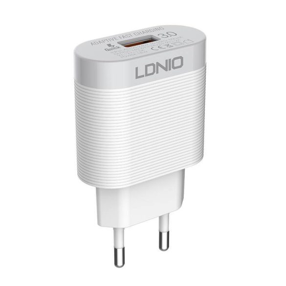 LDNIO A303Q hálózati töltő 1xUSB-A csatlakozóval és USB-A - microUSB kábellel 18W fehér