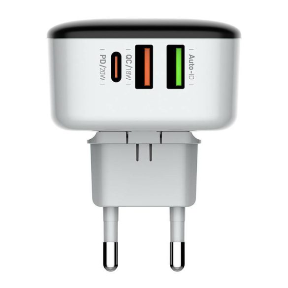 LDNIO A3513Q hálózati töltő 2xUSB-A és 1xUSB-C csatlakozóval és USB-A - Lightning kábellel max. 32W fehér