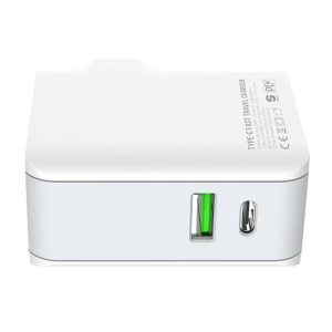 LDNIO A4403C hálózati töltő 1xUSB-A és 1xUSB-C csatlakozóval és USB-A - Type-C kábellel max. 20W fehér