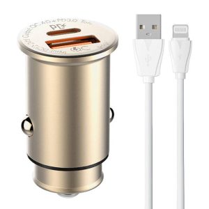 LDNIO C506Q autós töltő 1xUSB-A és 1xUSB-C csatlakozóval és USB-A - Lightning kábellel