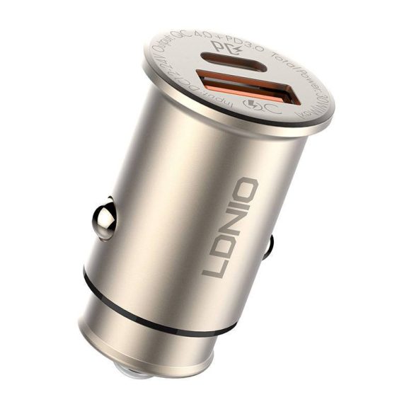 LDNIO C506Q autós töltő 1xUSB-A és 1xUSB-C csatlakozóval és USB-A - Lightning kábellel