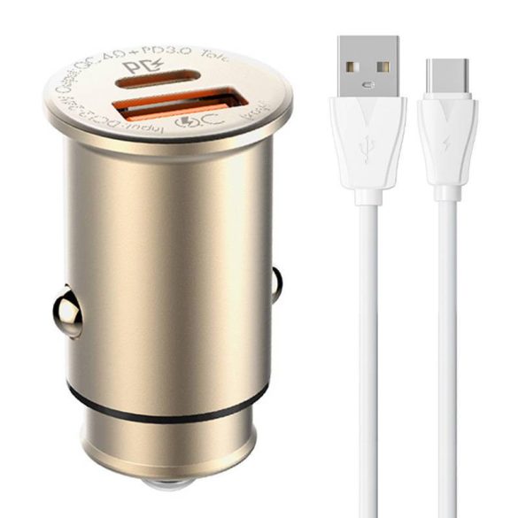 LDNIO C506Q autós töltő 1xUSB-A és 1xUSB-C csatlakozóval és USB-A - Type-C kábellel