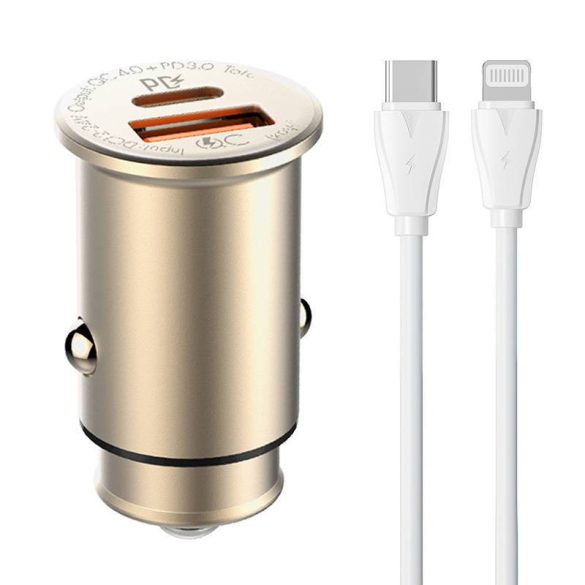 LDNIO C506Q autós töltő 1xUSB-A és 1xUSB-C csatlakozóval és Type-C - Lightning kábellel