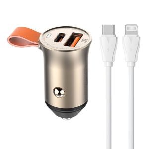 LDNIO C509Q autós töltő 1xUSB-A és 1xUSB-C csatlakozóval és Type-C - Lightning kábellel