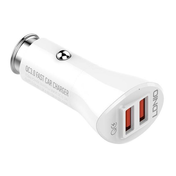 LDNIO C511Q autós töltő 2xUSB-A csatlakozóval és USB-A - Lightning kábellel