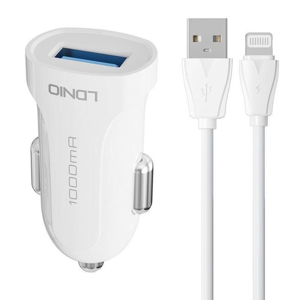 LDNIO DL-C17 autós töltő 1xUSB-A csatlakozóval és USB-A - Lightning kábellel