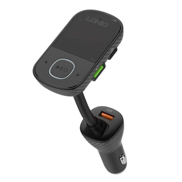 LDNIO C705Q autós töltő és FM transzmitter 2xUSB-A és 1xUSB-C csatlakozóval és USB-A - Lightning kábellel