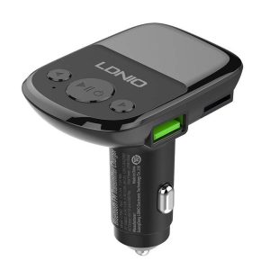 LDNIO C706Q autós töltő és FM transzmitter 2xUSB-A és 1xUSB-C és AUX csatlakozóval és USB-A - Type-C kábellel