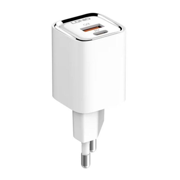 LDNIO A2317C hálózati töltő 1xUSB-A és 1xUSB-C csatlakozóval és USB-A - Lightning kábellel max. 30W fehér