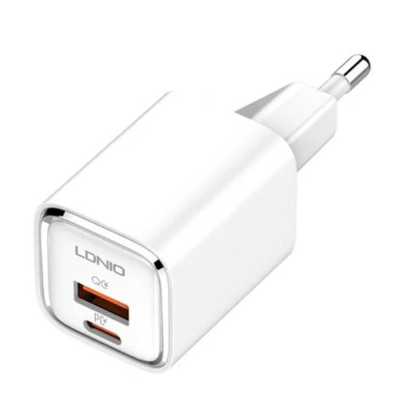 LDNIO A2317C hálózati töltő 1xUSB-A és 1xUSB-C csatlakozóval és USB-A - Type-C kábellel max. 30W fehér