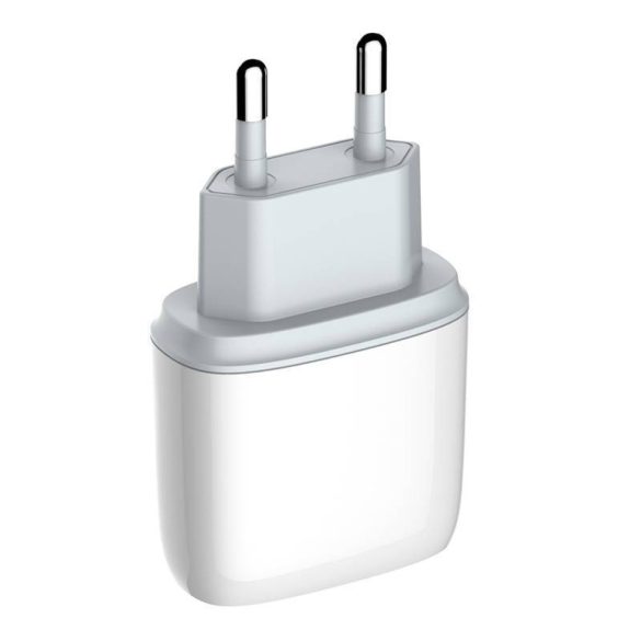 LDNIO A2424C hálózati töltő 1xUSB-A és 1xUSB-C csatlakozóval és USB-A - Lightning kábellel max. 20W fehér