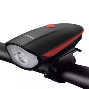 Kerékpár elektronikus csengő és fény Rockbros 7588 (fekete és piros)