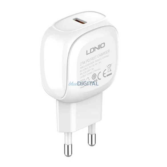 LDNIO A1206C hálózati töltő 1xUSB-C csatlakozóval és Type-C - Lightning kábellel 27W fehér