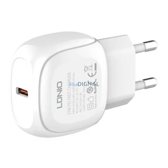 LDNIO A1206C hálózati töltő 1xUSB-C csatlakozóval és Type-C - Lightning kábellel 27W fehér