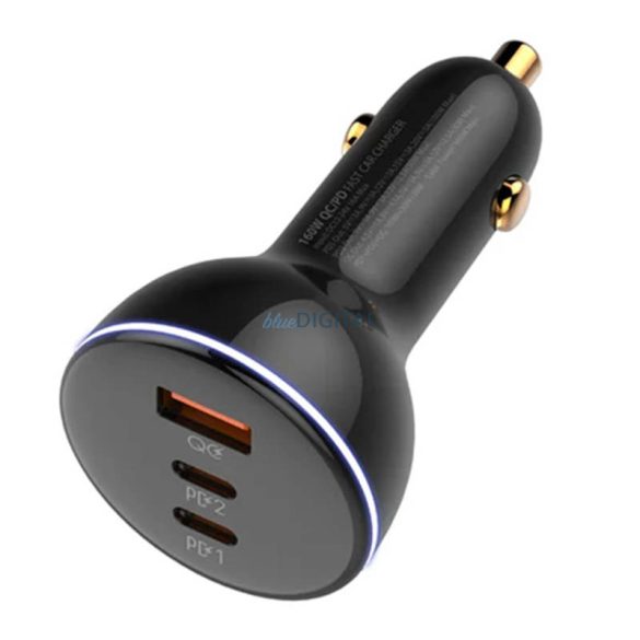 LDNIO C102 autós töltő 1xUSB-A és 1xUSB-C csatlakozóval és USB-A - Lightning kábellel