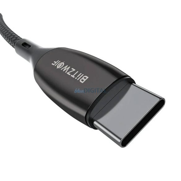 BlitzWolf BW-TC23 USB-C - USB-C töltőkábel kijelzővel, 100W, 1.8m (fekete)